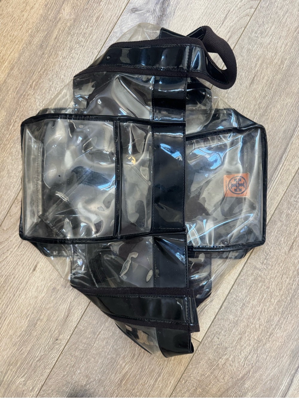 Tory Burch Clear Tote with Black Trim and Logo - Picture 8 of 8